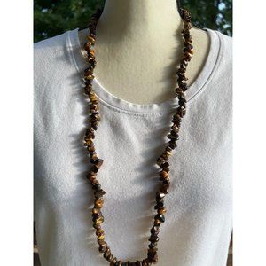 Tiger's Eye Chip Necklace — 34”
